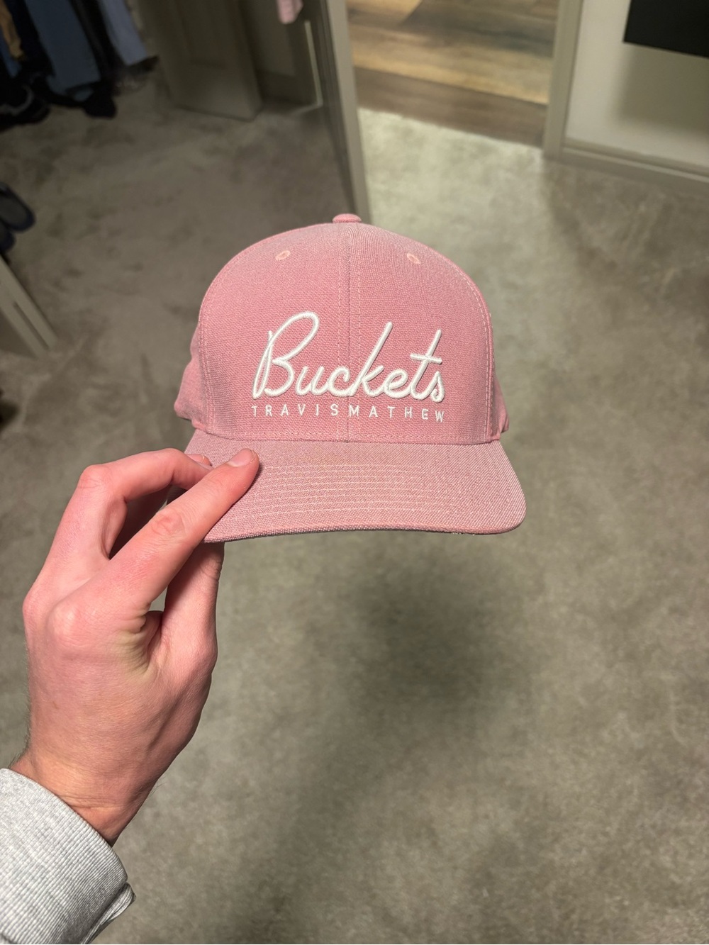 Travis Mathew Pink "Buckets" Script Hat